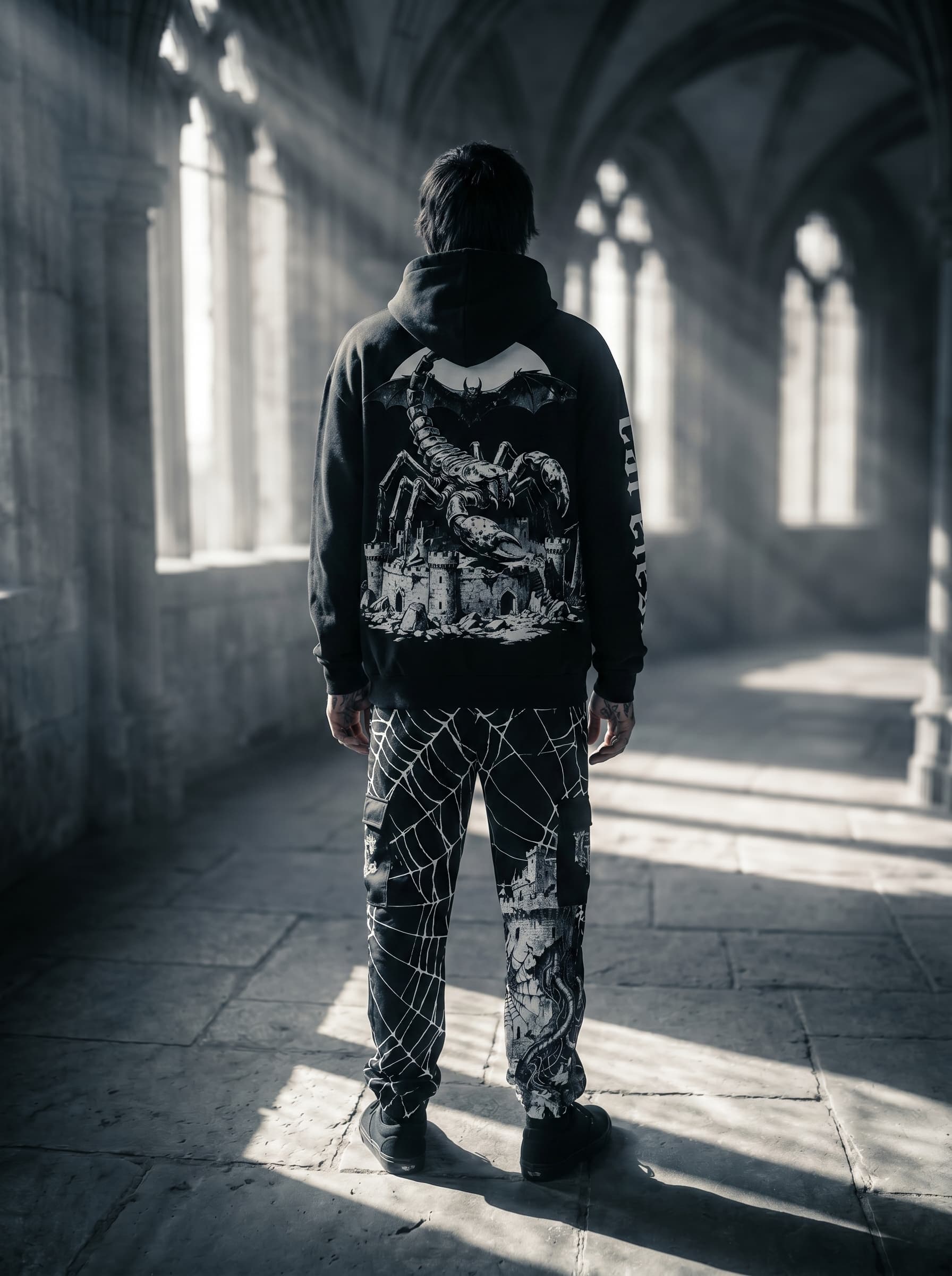 Scorpion King Hoodie - back graphic featuring massive white ink scorpion